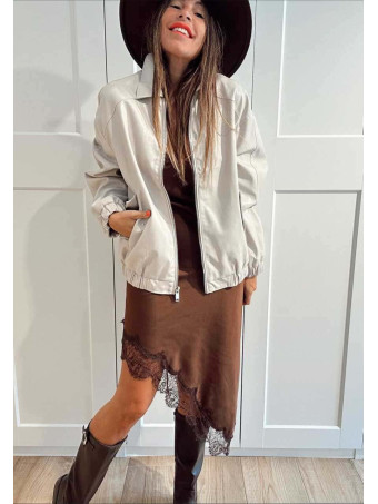 Cazadora Retro Polipiel KORBEL Beige HEVE