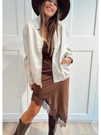 Cazadora Retro Polipiel KORBEL Beige HEVE