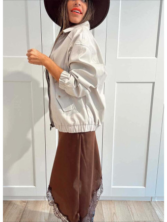 Cazadora Retro Polipiel KORBEL Beige HEVE