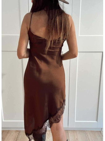 Vestido Lencero Asimétrico VANTAIRE Marrón HEVE
