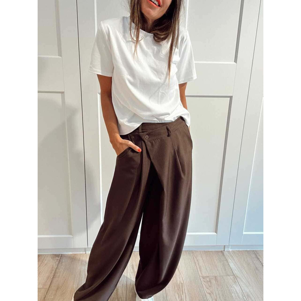Pantalón Balloon Efecto Cruzado ZAVELLE Marrón HEVE Pantalón Balloon Efecto Cruzado ZAVELLE Marrón HEVE