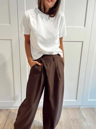 Pantalón Balloon Efecto Cruzado ZAVELLE Marrón HEVE