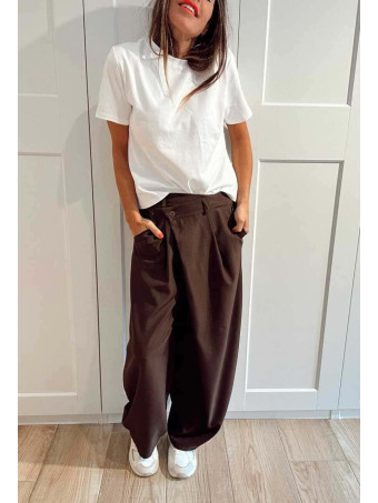 Pantalón Balloon Efecto Cruzado ZAVELLE Marrón HEVE