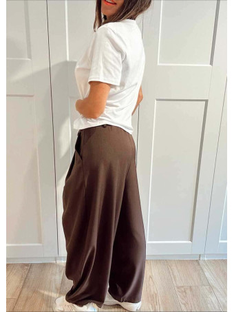 Pantalón Balloon Efecto Cruzado ZAVELLE Marrón HEVE