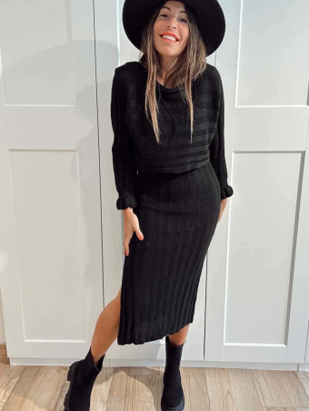 Conjunto Punto Vestido y Bolero ONYSSA Negro HEVE