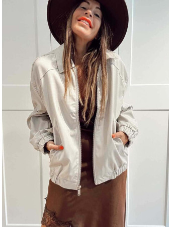 Cazadora Retro Polipiel KORBEL Beige HEVE