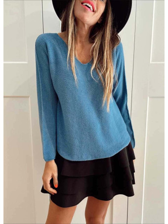 Punto Básico Escote Pico JANIKA Azul HEVE