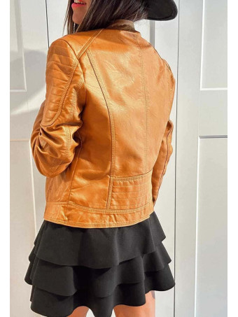 Cazadora Biker Polipiel VANTHER Camel HEVE