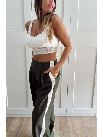 Pantalón Pinzas Franja Lateral GIBLANT Verde GEVE