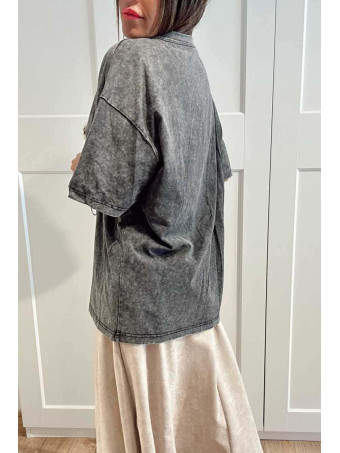 Camiseta Oversize KISS ME OR I´M GONE Gris HEVE