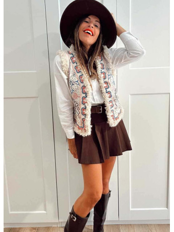 Falda Pantalón con Cinturón SELVYN Marrón HEVE