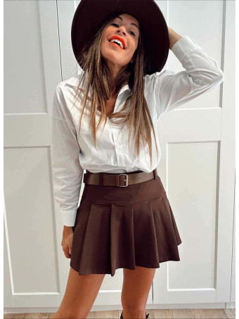 Falda Pantalón con Cinturón SELVYN Marrón HEVE