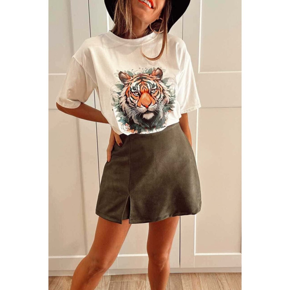 Falda Pantalón Efecto Ante VALOA Verde Militar HEVE Falda Pantalón Efecto Ante VALOA Verde Militar HEVE
