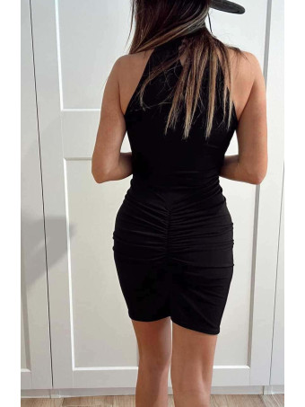 Vestido Halter Drapeado VOLTIRA Negro HEVE