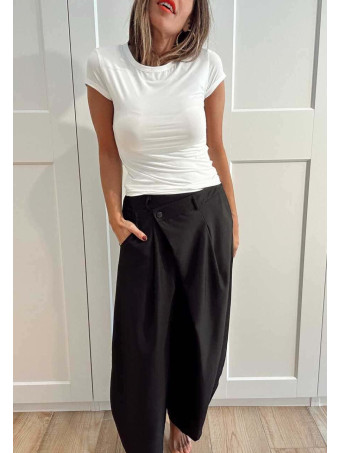Pantalón Balloon Efecto Cruzado ZAVELLE Negro HEVE