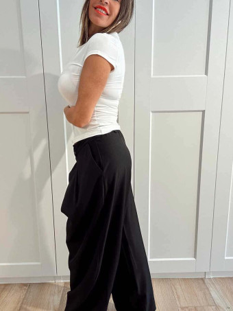 Pantalón Balloon Efecto Cruzado ZAVELLE Negro HEVE