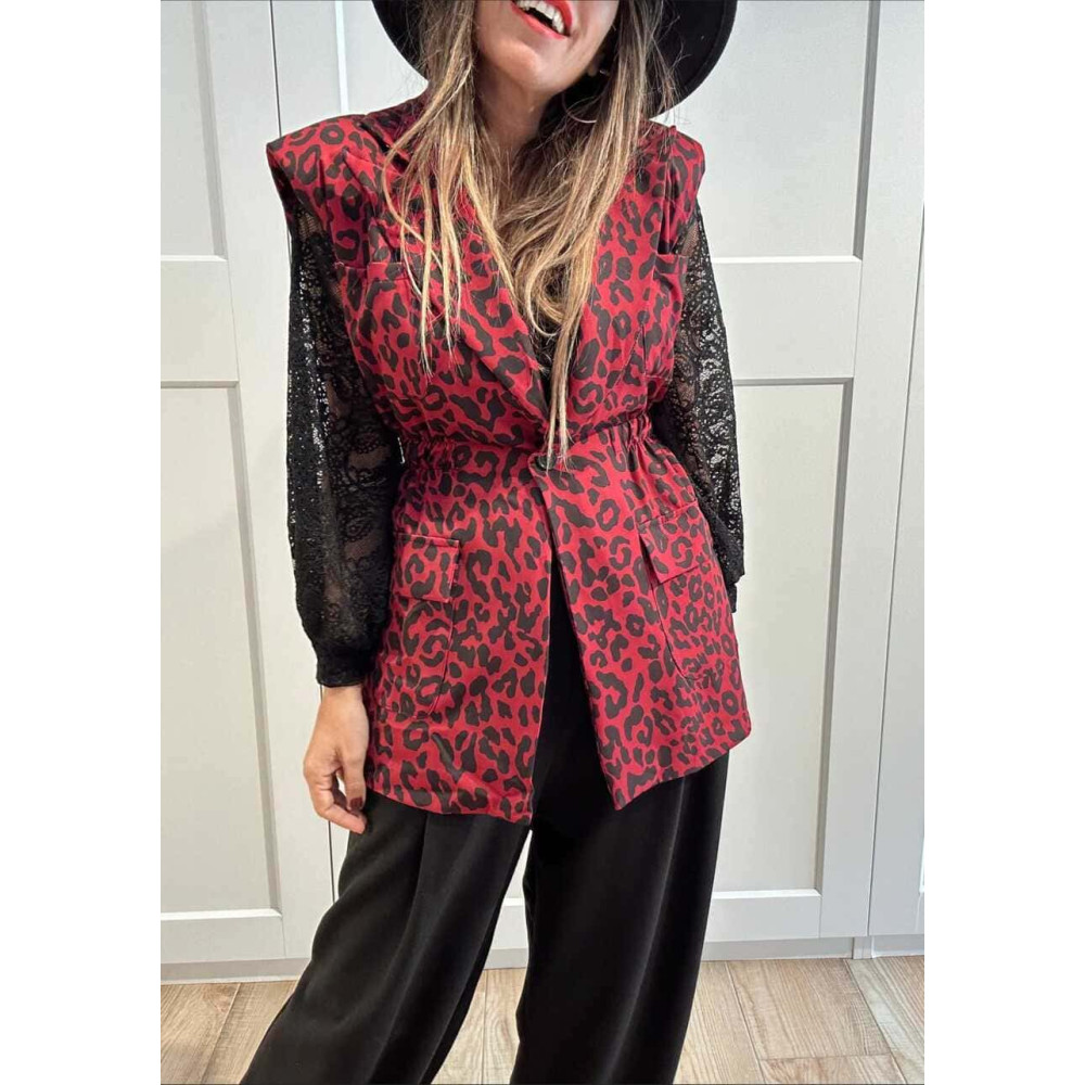 Chaleco Hombreras Estampado Print ARUBA Burdeos HEVE Chaleco Hombreras Estampado Print ARUBA Burdeos HEVE