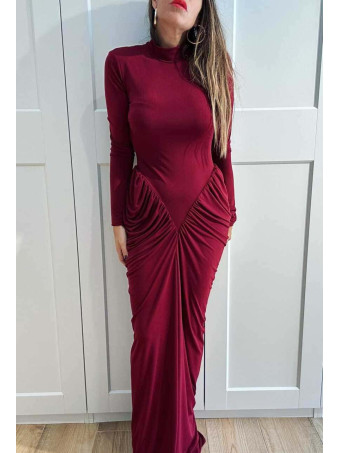 Vestido Largo Abullonado SORELIA Burdeos HEVE