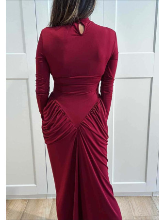 Vestido Largo Abullonado SORELIA Burdeos HEVE