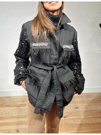 Sahariana Denim Strass DIVAT Negro HEVE