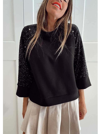 Sudadera Soft Touch Lentejuelas LUMARYS Negro HEVE
