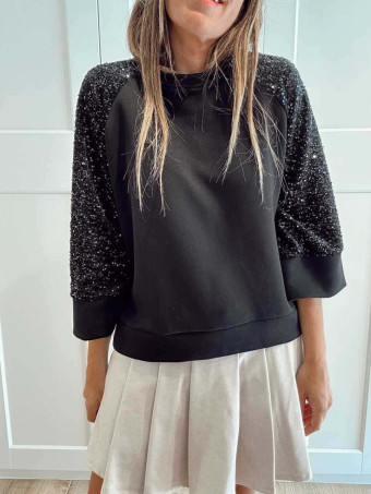 Sudadera Soft Touch Lentejuelas LUMARYS Negro HEVE