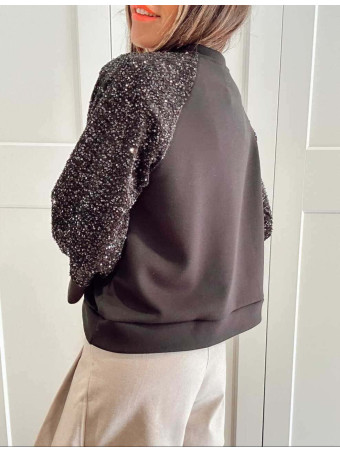 Sudadera Soft Touch Lentejuelas LUMARYS Negro HEVE
