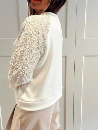 Sudadera Soft Touch Lentejuelas LUMARYS Blanco HEVE