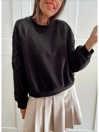 Sudadera Soft Touch Lentejuelas GLISVA Negro HEVE
