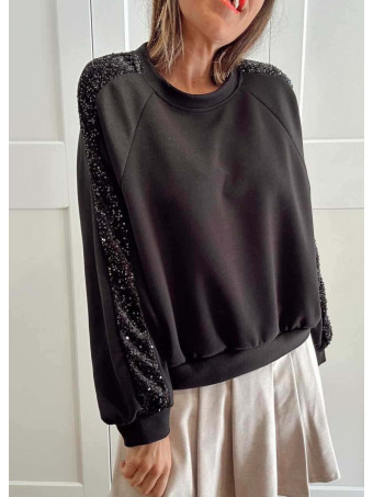 Sudadera Soft Touch Lentejuelas GLISVA Negro HEVE