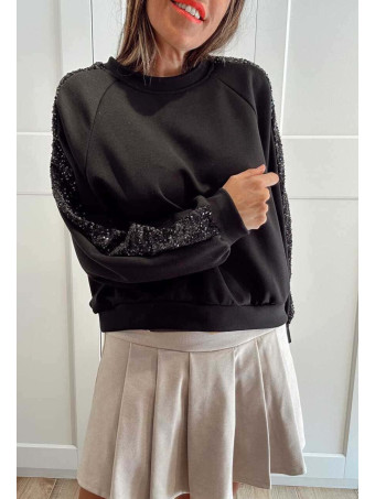 Sudadera Soft Touch Lentejuelas GLISVA Negro HEVE