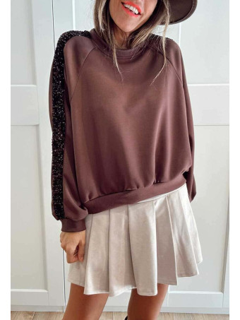 Sudadera Soft Touch Lentejuelas GLISVA Marrón HEVE