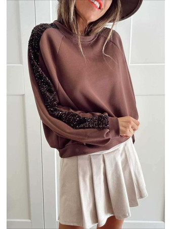 Sudadera Soft Touch Lentejuelas GLISVA Marrón HEVE
