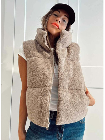 Chaleco Acolchado Borreguito STRONK Taupe HEVE