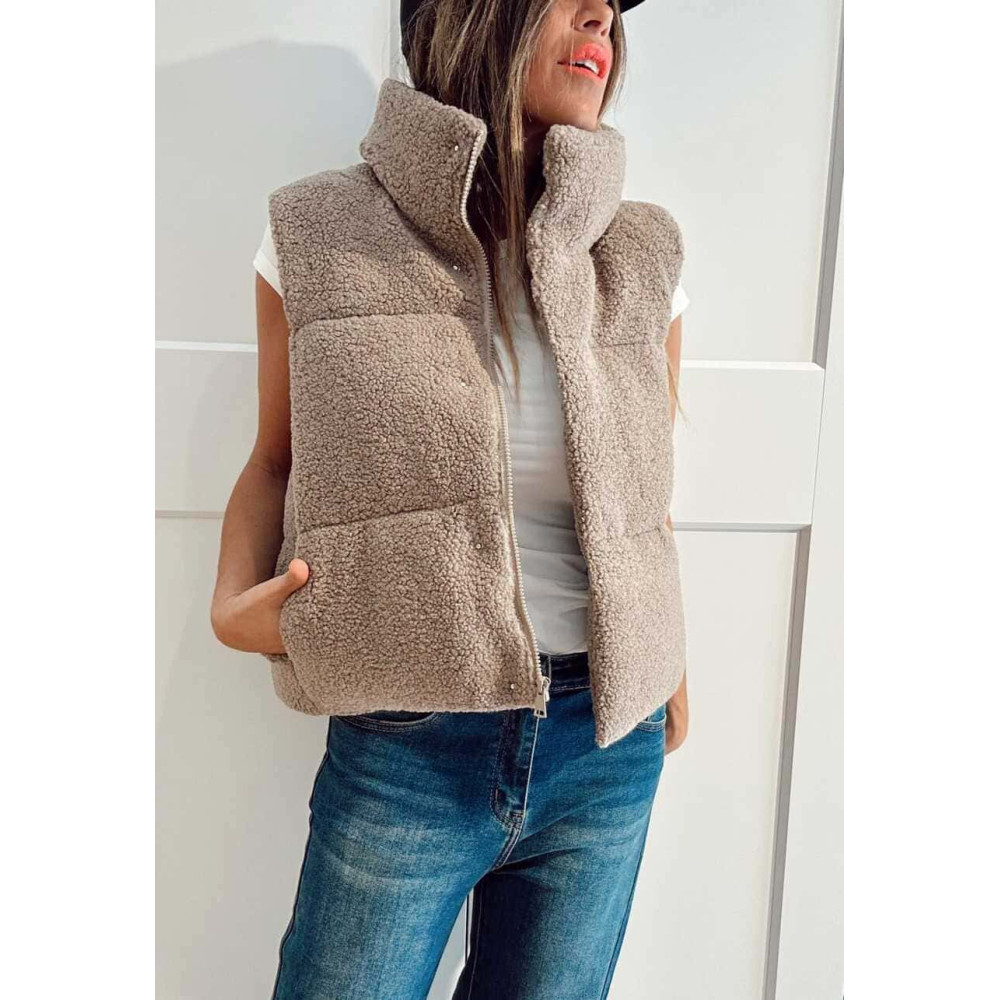 Chaleco Acolchado Borreguito STRONK Taupe HEVE