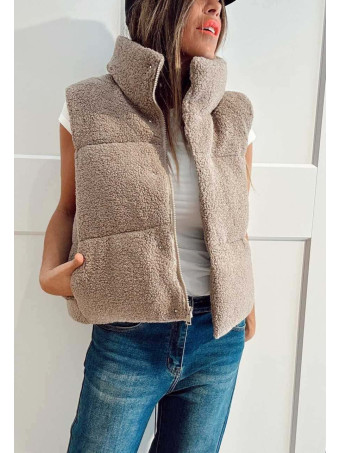 Chaleco Acolchado Borreguito STRONK Taupe HEVE