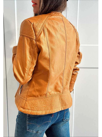 Cazadora Biker Polipiel DRAVIA Ocre HEVE