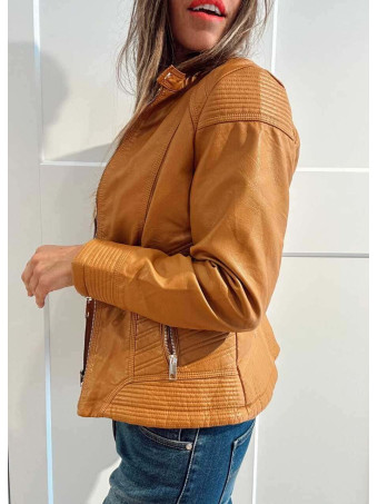 Cazadora Biker Polipiel DRAVIA Ocre HEVE