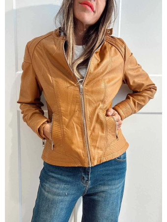 Cazadora Biker Polipiel DRAVIA Ocre HEVE