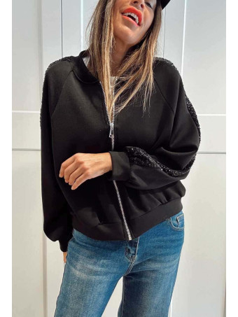 Sudadera Lentejuelas con Cremallera RAYLIA Negro HEVE