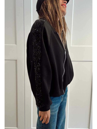 Sudadera Lentejuelas con Cremallera RAYLIA Negro HEVE
