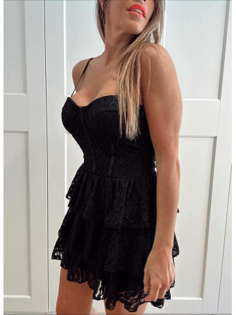 Vestido Corsetero Encaje DIONNA Negro HEVE