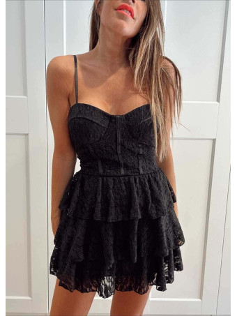 Vestido Corsetero Encaje DIONNA Negro HEVE