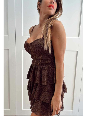 Vestido Corsetero Encaje DIONNA Marrón HEVE