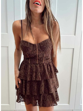 Vestido Corsetero Encaje DIONNA Marrón HEVE