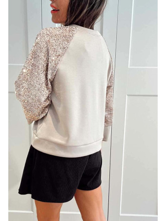 Sudadera Soft Touch Lentejuelas LUMARYS Beige HEVE
