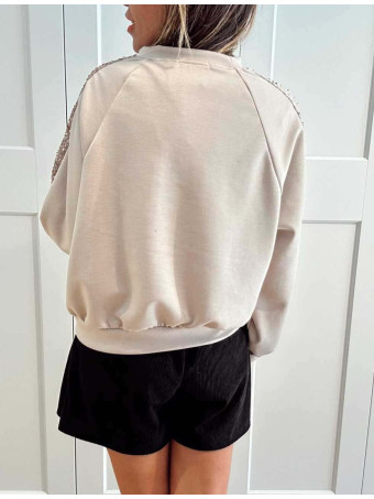 Sudadera Soft Touch Lentejuelas GLISVA Beige HEVE