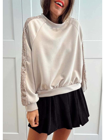 Sudadera Soft Touch Lentejuelas GLISVA Beige HEVE