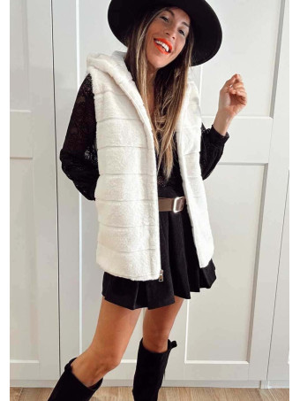 Chaleco Efecto Pelo GISELLE Blanco HEVE