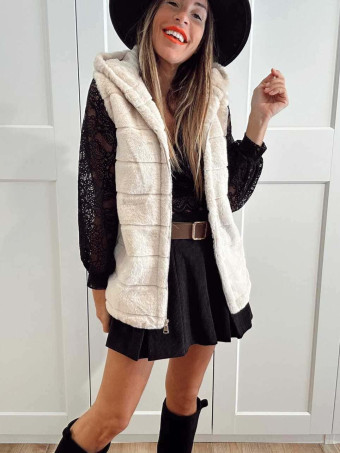 Chaleco Efecto Pelo GISELLE Beige HEVE